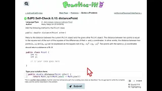 Java Practice It Self-Check 8 10 distancePoint classes encapsulation instance methods