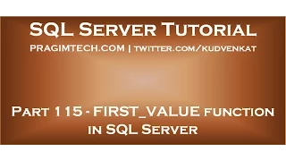 FIRST VALUE function in SQL Server