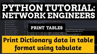Python Tutorial Tabulate Library - Print dictionary data in table format Network Automation