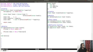C Live Coding Implement Stack DataStructures Create Delete Push Pop isEmpty isFull operations