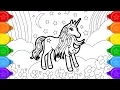 Glitter Unicorn that s pretty Coloring and Drawing for Kids How to draw a unicorn coloring page