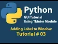 Python GUI Adding label to window using Tkinter Tutorial 3