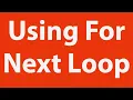 Using For Next Loop - Excel VBA