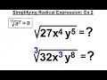 Algebra - Ch 17 Roots and Radicals 10 of 20 Simplifying Radical Expressions Ex 2