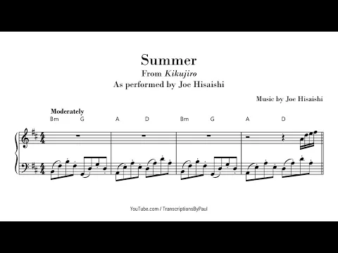 Download MP3 Summer - Joe Hisaishi - Sheet music transcription