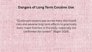 Cocaine Dependence From Wit rawal to Recovery