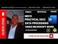 NECO 2023 Data Processing Practical on Microsoft Word WAEC