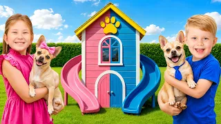 Çocuklar Yavru Köpek İçin Ev Yapıyor! Yavru Köpek En Sevdiği Evi Seçiyor