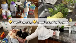 روتين يوم الأربعاء روتين يومي ترتيب وتنظيف البيت طبيخ تعطير البيت الإعتناء بالنباتات المنزلية 