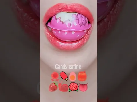 ASMR RED EMOJI FOOD kohakuto roasted marshmallow sprinkle honey jelly mukbang eating sounds