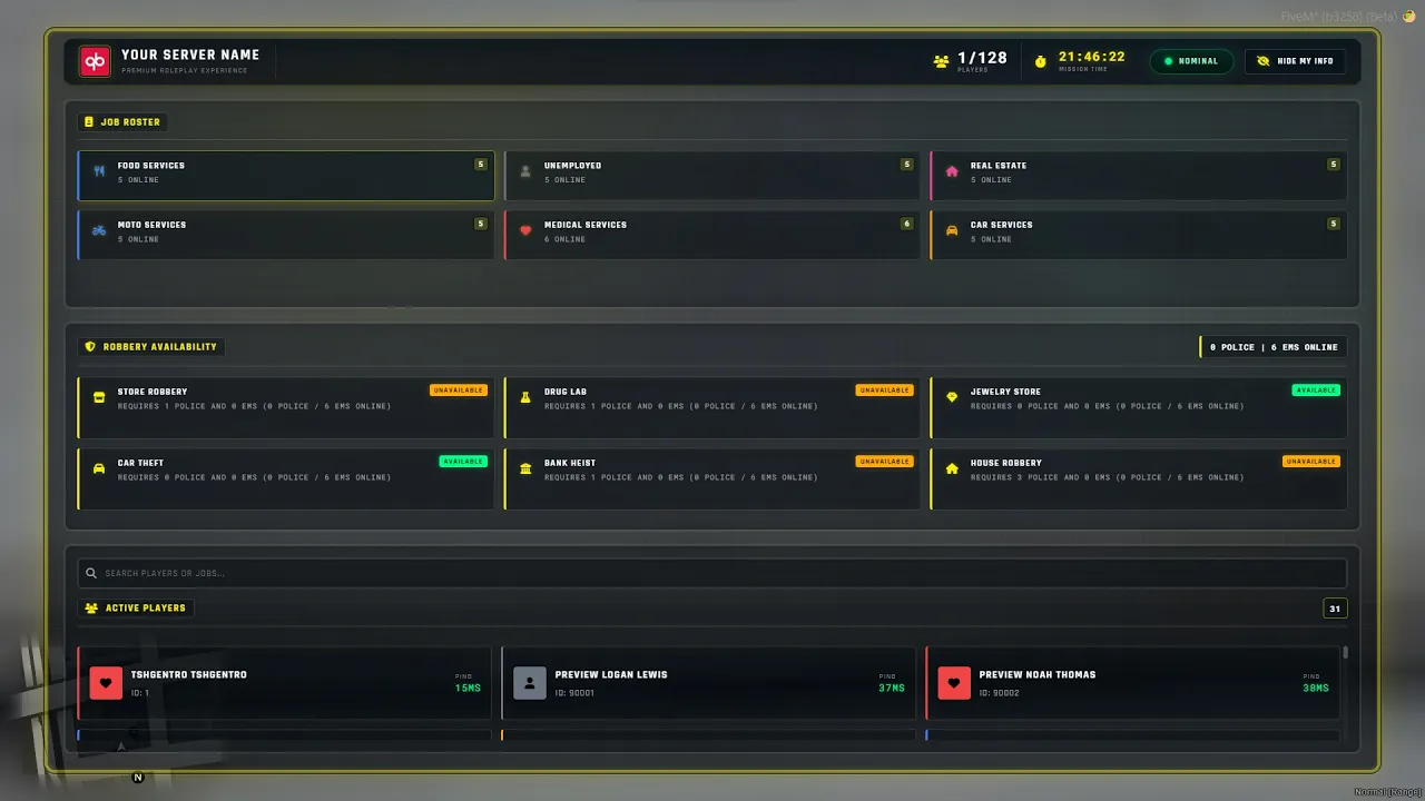 FiveM Scoreboard - Tshentro Scoreboard V4 Premium Edition