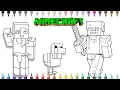 Minecraft Steve and Chicken Coloring pages How to color All characters Minecraft NCS