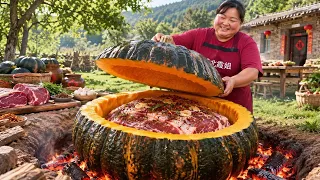 【陕北霞姐】南瓜配牛肉,霞姐这一锅绝了!老公嘴上说吃腻了,结果筷子没停过,连汤都泡饭了!