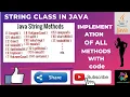 String class in java All methods of string implementation of all the method with code