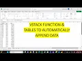 VSTACK function tables to automatically append data in Excel