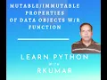 properties of data objects function