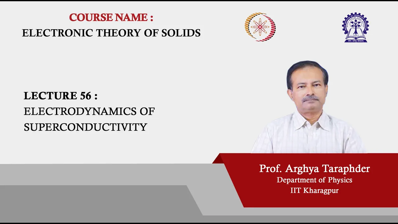 Lecture 56: Electrodynamics of Superconductivity
