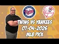 Minnesota Twins vs New York Yankees 26 MLB Pick Prediction MLB Betting Tips