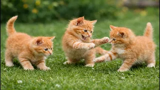  playful kittens playing on green grass cute cat videos relaxing cat sounds