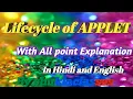 LIFECYCLE OF APPLET init destroy stop paint Hindi and English