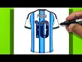 How to Draw MESSI Argentina FIFA World Cup 2026 Shirt - Jersey 10