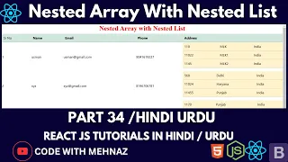 How To Make Nested Array with Nested List in ReactJS React JS Tutorials for Beginner s -