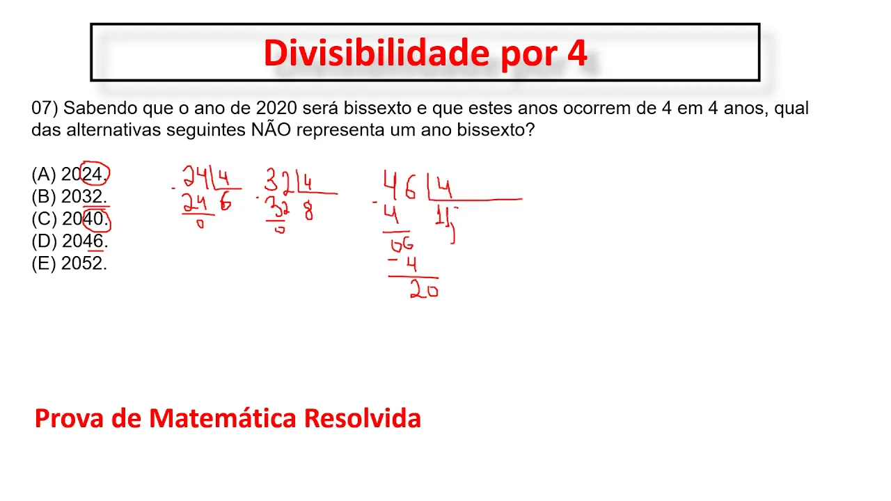 Divisibilidade por 4 Concurso Agente Comunitário de Saúde Matemática