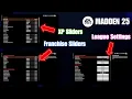 Madden 25 REALISTIC Franchise Sliders XP Sliders League Settings