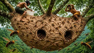 Extreme Giant Hornet Hunt: Discovering a Massive Nest Deep in the Jungle