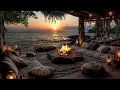 Download Lagu Sunset Beach Campfire 🔥🌅 | Ocean Waves \u0026 Crackling Fire for Sleep \u0026 Calm