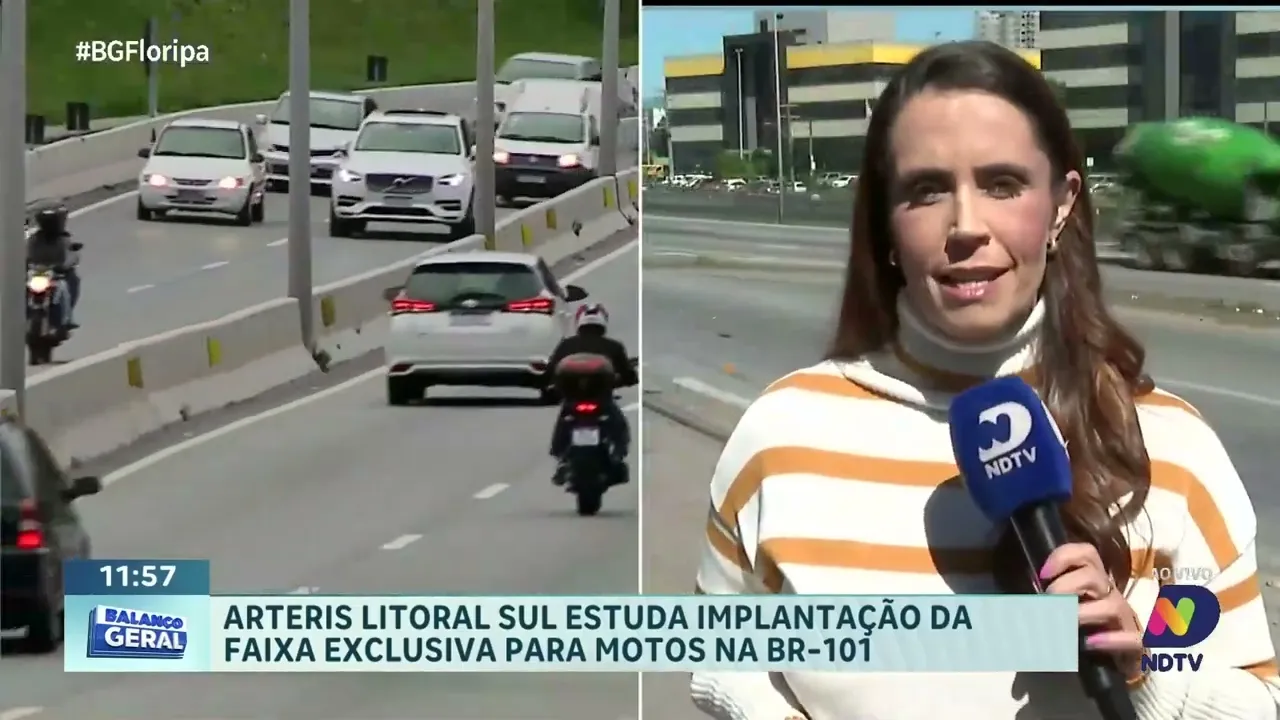 Arteris Litoral Sul planeja faixa exclusiva para motos na BR-101 na Grande Florianópolis