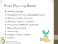 Planning Menus Short Session HOW