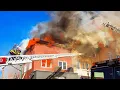 3rd Alarm Fire Above Chris s Diner in South Orange NJ HEAVY FIRE Roof Collapse 26