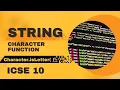 Character Function Character isLetter String Manipulation in Java ICSE 10 JAVA