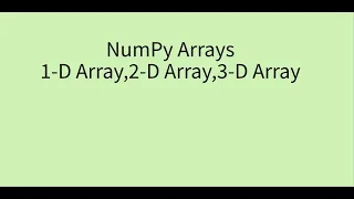 Numpy arrays-Creating 0D array 1D array 2D array 3D array in Numpy