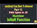 IsNaN Function Number data type in JavaScript Part 13 JavaScript