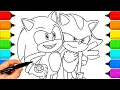 Sonic shadow Coloring Pages NEW Sonic Team Sonic in the movie 3 Tails Knuckles Amy Rose