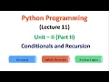 Python Programming JNTUA UNIT 2 Conditionals and Recursion Lecture 11