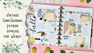 PLAN WITH ME VINTAGE JUNK JOURNAL INSPIRED PATRON SPREAD FOR WENDY THE HAPPY PLANNER