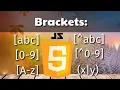 Brackets in JavaScript abc and 0-9 and more