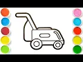 LAWNMOWER Drawing Painting Coloring For Kids and Toddlers - Child Art