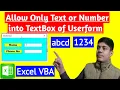 How to Allow only Input Number and Alphabet Values into Userform TextBox of MS Excel Using VBA