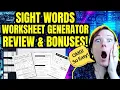 Sight Words Worksheets Generator Review Bonuses