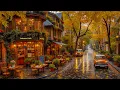 Download Lagu Autumn Jazz at a Cozy Street Café Ambience after Rain 🍂 Smooth Fall Jazz Melodies for Work, Study