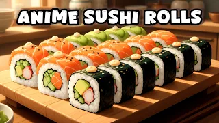 Peaceful anime-style sushi making sushi ASMR