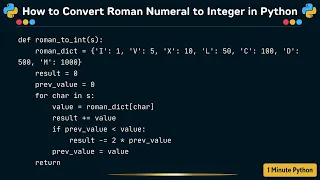 How to Convert Roman Numeral to Integer in Python