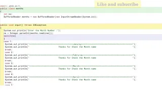 Switch statement use in java Months name