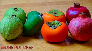 Exotic Fruit # 2 - How To Eat Persimmon, Pomegranate, Guava and Feijoa | One Pot Chef