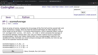 CodingBat AP1 scoresAverage