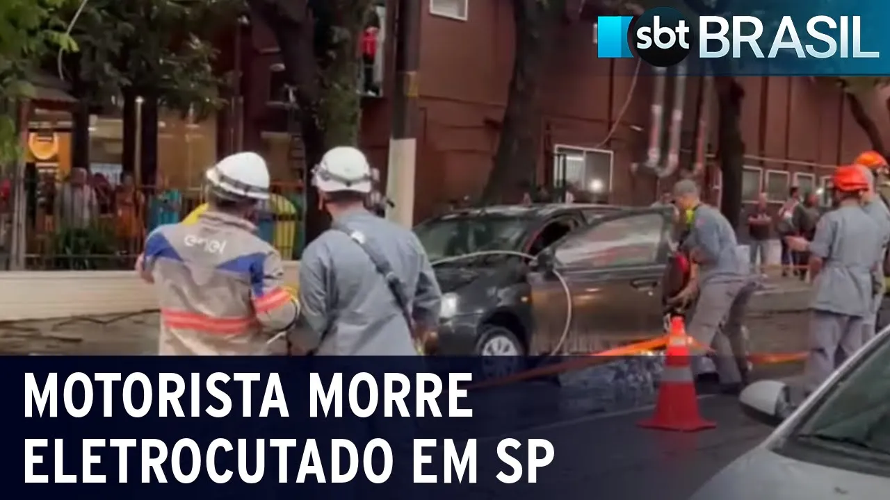 Chuvas em SP: Motorista morre após ser eletrocutado na zona sul da capital | SBT Brasil (09/01/24)